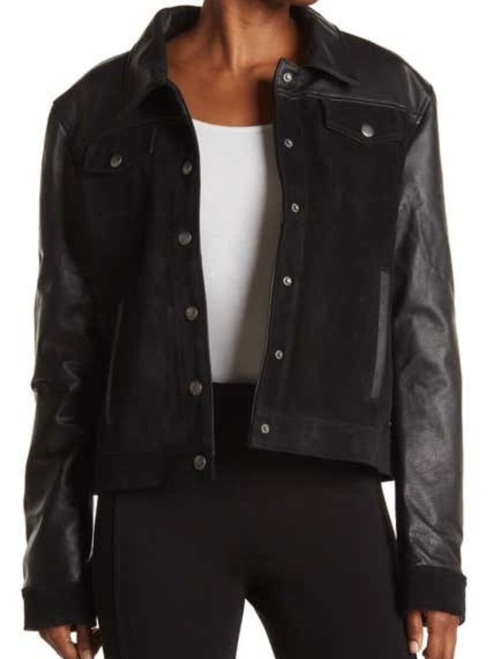Frye TRUCKER LEATHER JKT in Black size Small